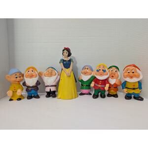 Vintage Walt Disney Snow White and the Seven Dwarfs 8-Piece Rubber Squeak Toys